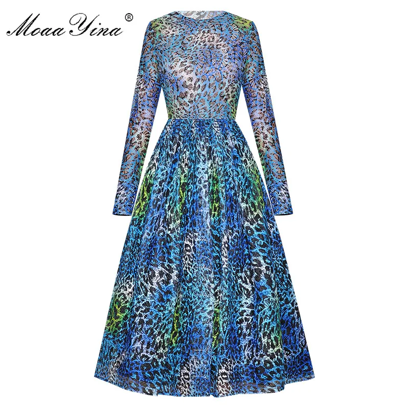 MoaaYina модное дизайнерское платье весна осень женское с длинным рукавом цветное