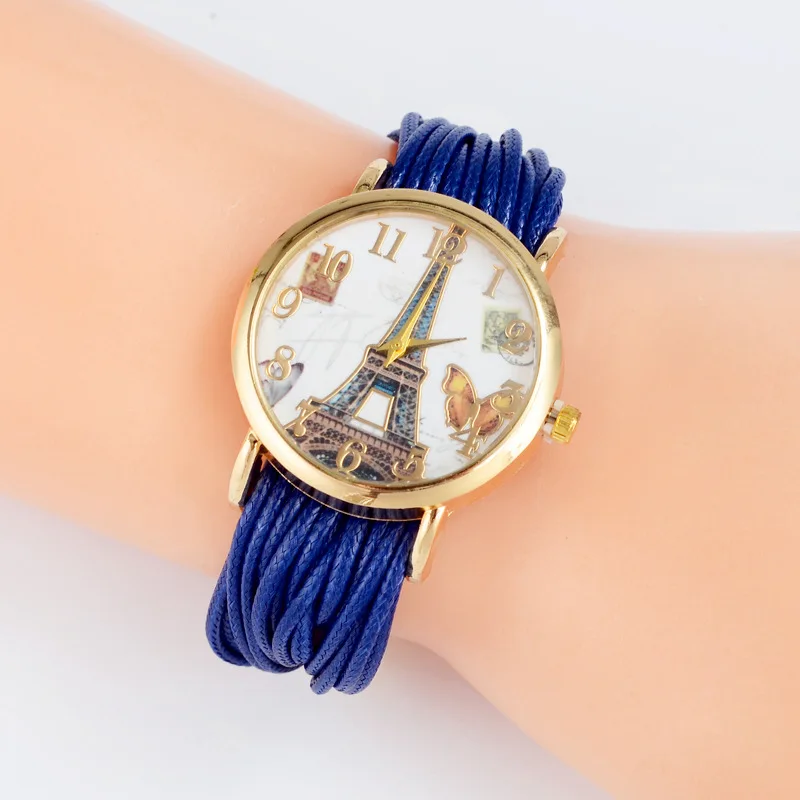 

Women's Printed Tower Literal Bracelet Watch Fashion Wax Rope Quartz Watch designer watch