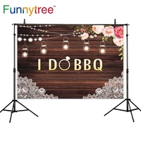 funnytree i do bbq wedding bridal shower wood wall flower photography backdrop light diamond ring marriage background photophone