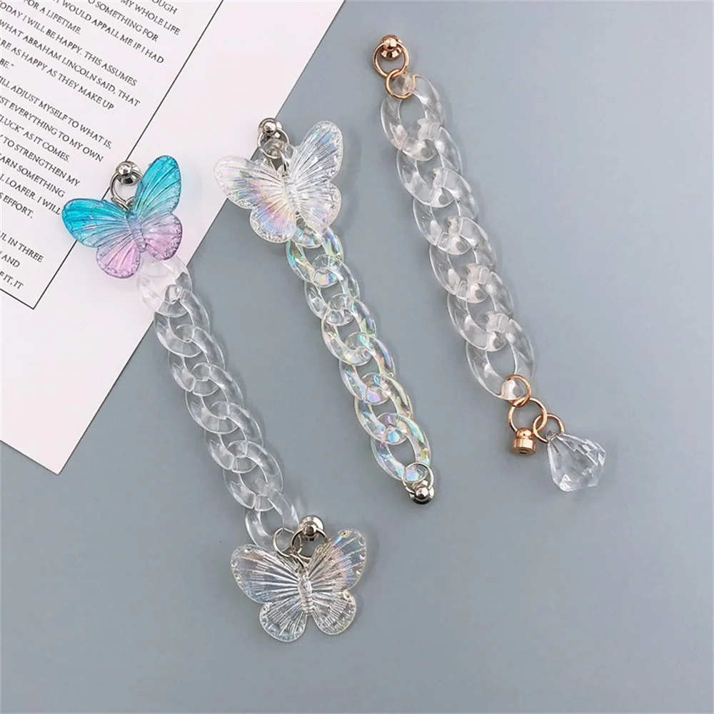 

Transparent Color Ab Butterfly Gem Shape Acrylic Chain For Diy Key Chain Phone Case Decoration Jewelry Accessories