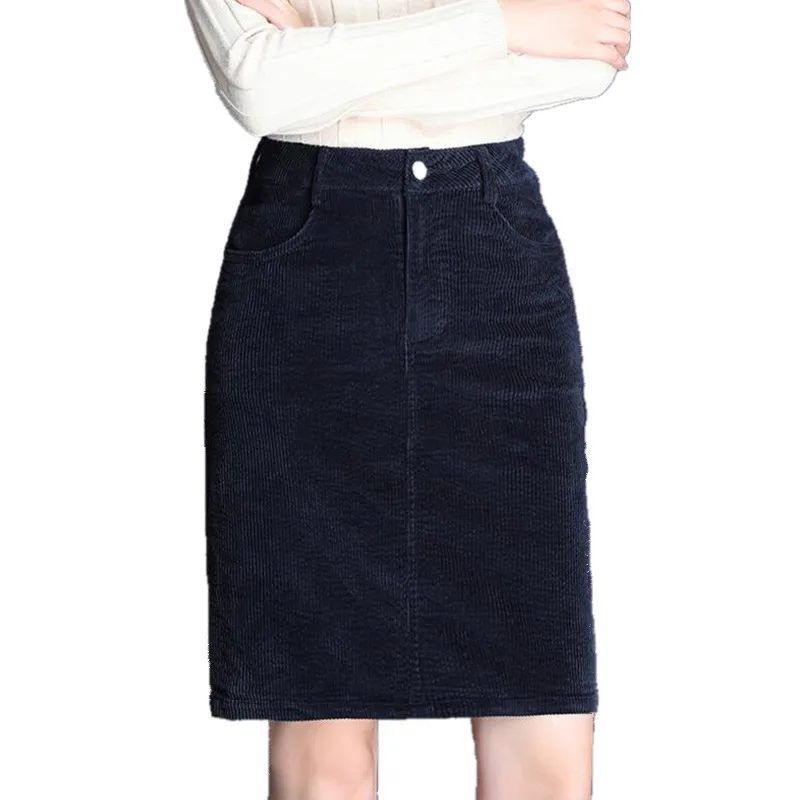 Женская Вельветовая юбка Осень зима 2020 Модная элегантная трапециевидная с