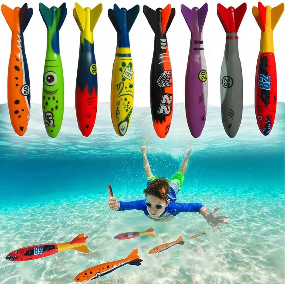 

Summer Underwater Diving Torpedos Bandits Fun Water Games Sharks Gliding Octopus Diving Sticks Training Set for Boys and Girls