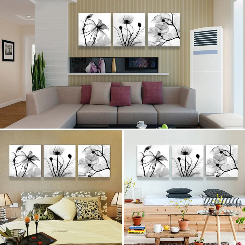 Домашнее художественное украшение картина маслом Настенная трехцветная черно