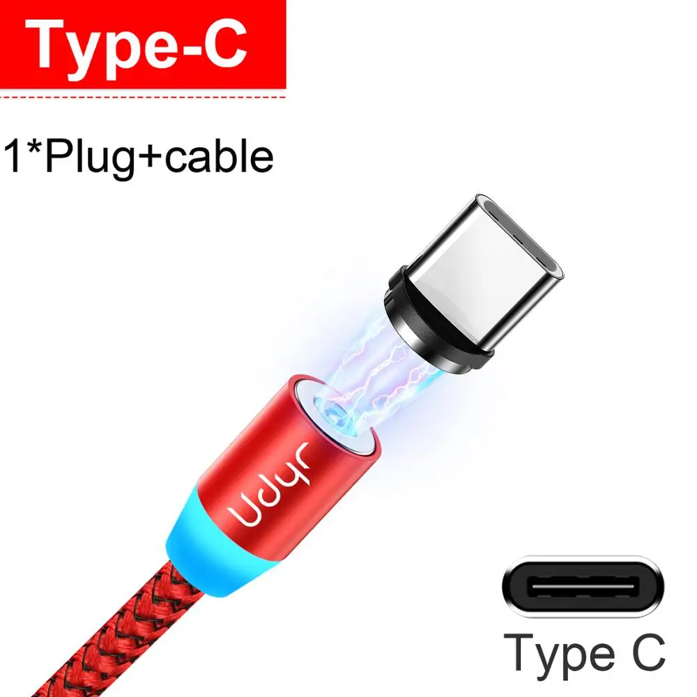 Udyr Магнитный Micro usb type C кабель для iphone samsung Android 2 м Быстрая зарядка магнит Зарядное устройство USB кабель провод для мобильного телефона шнур - Цвет: Red For Type C