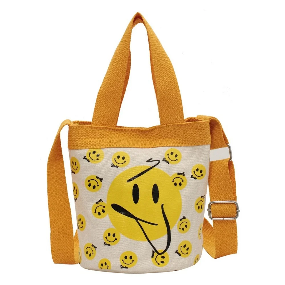 

Smiley canvas shopping bag Summer cute shoulder bag Handbags for women Shopper bag
