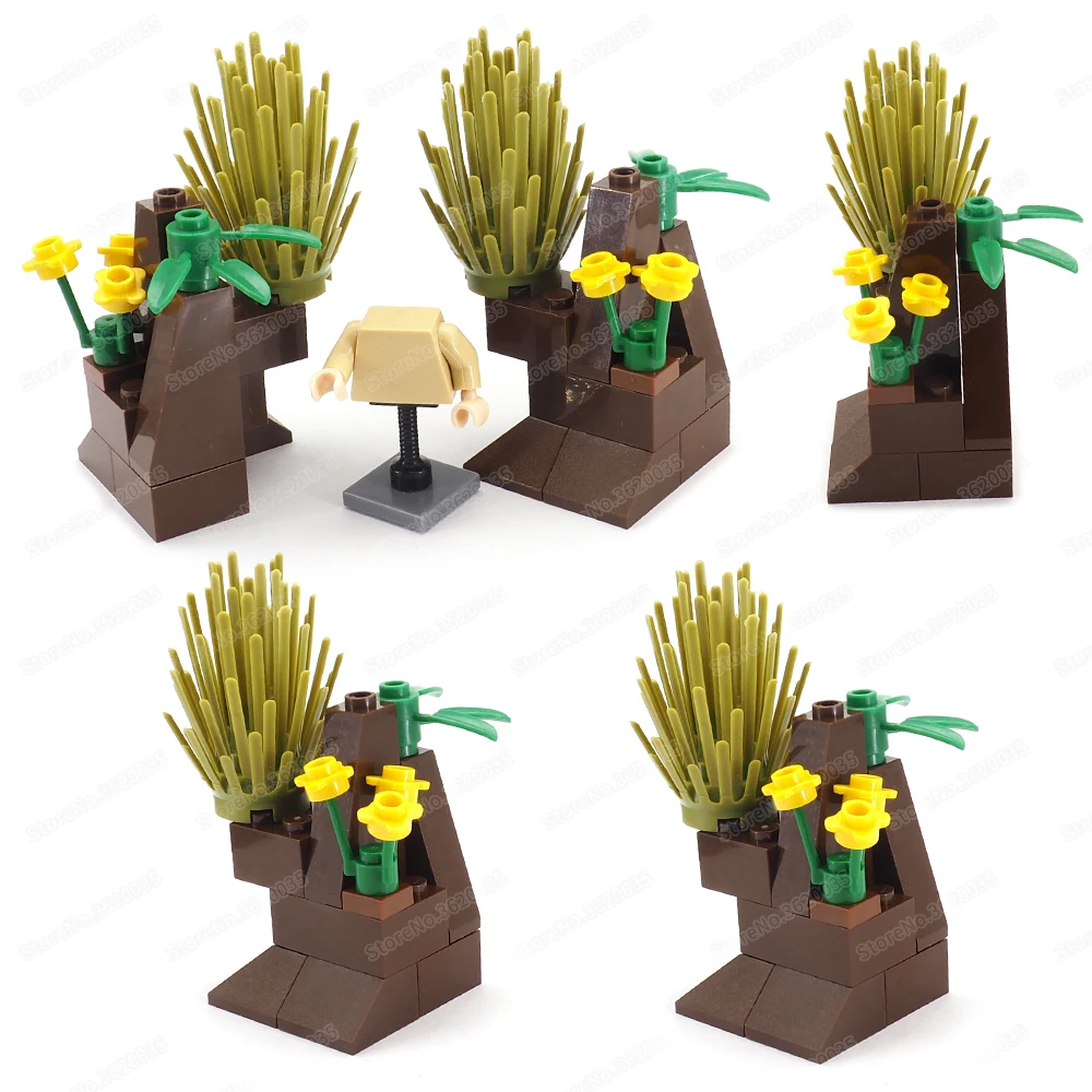 Landscape Mountain Flowers Building Block Moc Figures Assembly Tourism Field Grass Model Child Christmas Gifts Boys Creator Toys
