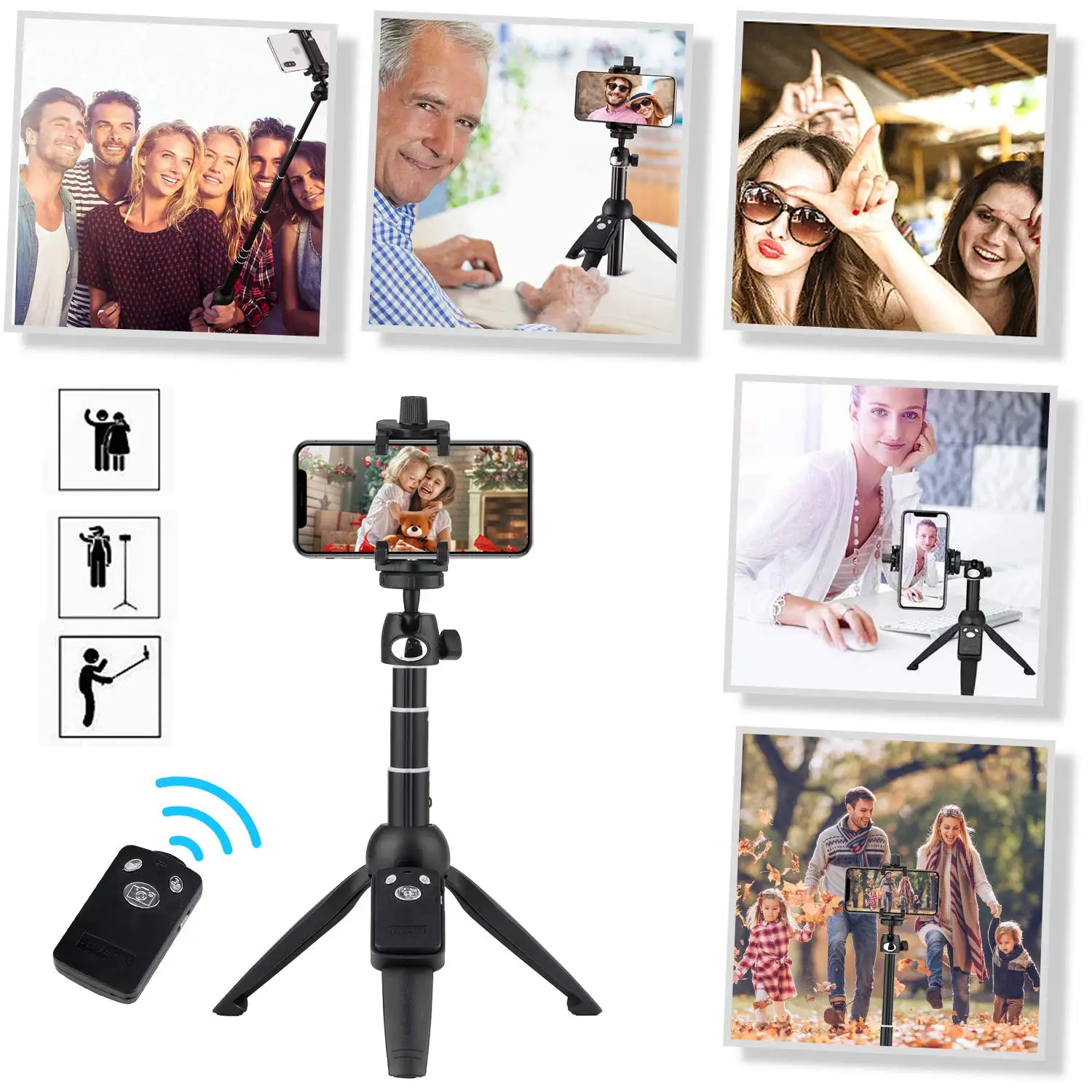 40-inch Selfie Stick Tripod Extendable Stand with Wireless Remote Compatible iPhone Xs Max/X/8/Samsung | Электроника