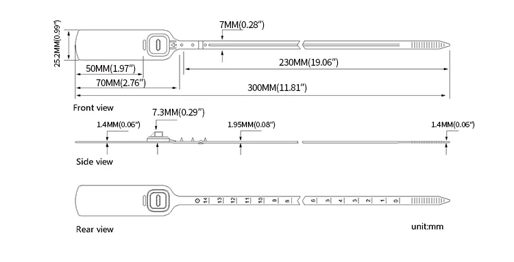 

100 Plastic Tamper Seals Numbered Security Tags Signage Pull Tight Truck Tag Selflocking for Container Logistics 400mm