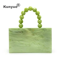 brand design new wallets solid apple green acrylic evening bag luxury beads pearlscent clutch purse lady pary prom chic handbags