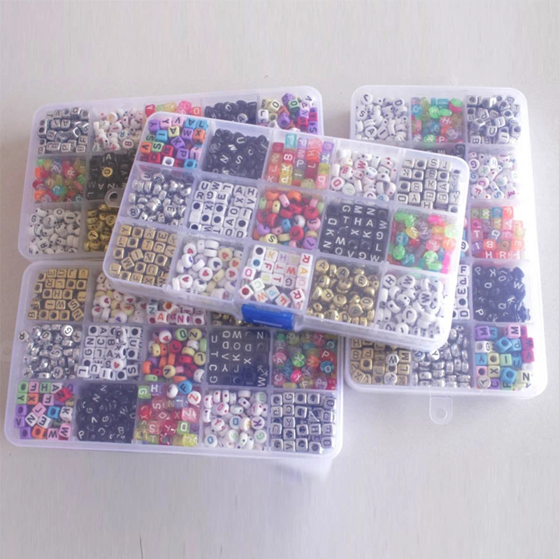 1000Pcs/set Mixed Letter Acrylic Beads 15 Different Types for DIY Bracelet Necklace Handmade Crafts Early Education Tools