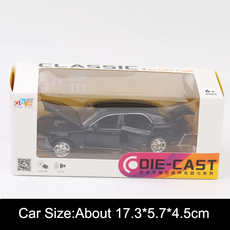 black with box 1/32 модель автомобиля из сплава Mulsanne, игрушка, 6 открывающихся дверей, металлическая автоматическая модель литья под давлением, имитирующая светильник, детский подарок для коллекции игрушек - Цвет: black with box