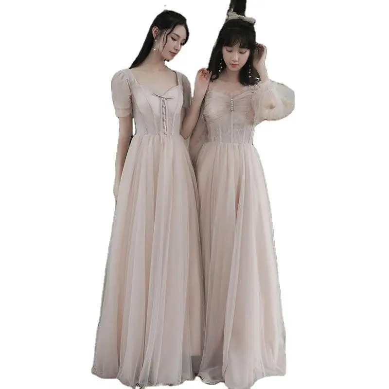 

New Autumn Thin And Cover Meat Sisters Dress Bridesmaid Group Girlfriends Banquet Evening Dress Long Bridesmaid Dress
