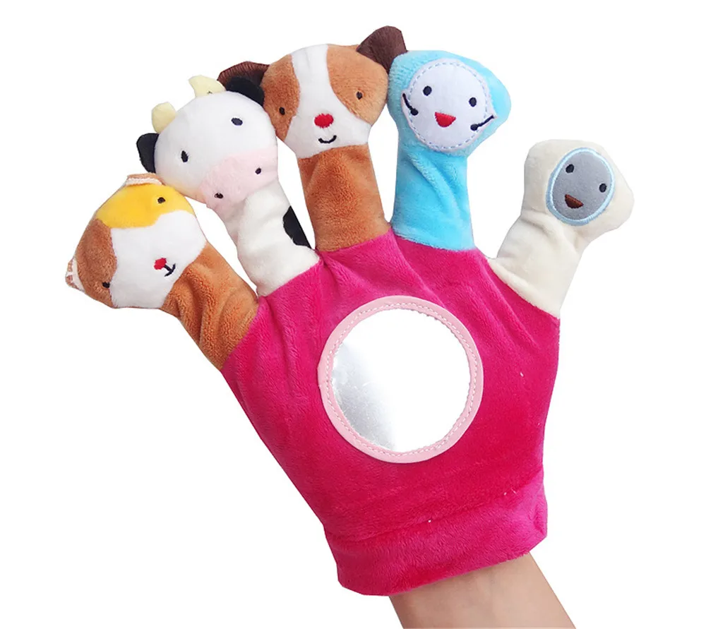 Cute Five Animals Cartoon Finger Baby Educational Hand Glove Puppet Plush Toys Story Dolls With Safety Goggle | Игрушки и хобби