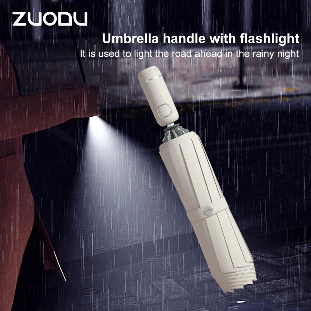 

Zuodu Auto Open Close Light-emitting LED Reverse Umbrella Ten-bones Three-folding Automatic Business Large Umbrella with Light