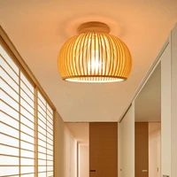 modern wood birdcage e27 ceiling lights nordic home deco bamboo weaving wooden ceiling lamp cage lamp fixtures