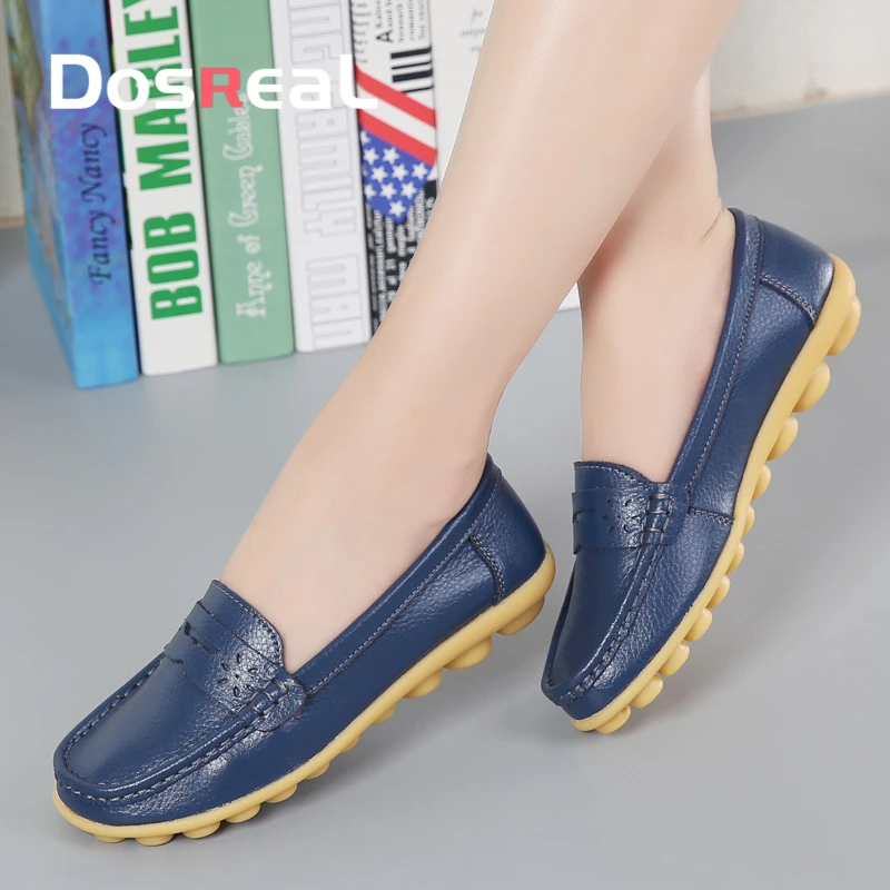 Туфли женские из натуральной кожи плоская подошва лоферы модная обувь большие