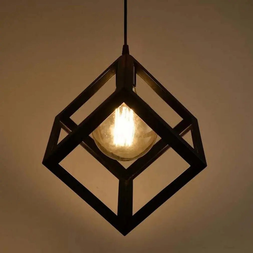 

Industrial Type Cube Shaped Rhombus Light Chandelier Vintage Style Creative Pendant Lamp For Cafe Bar Lighting Fixtures