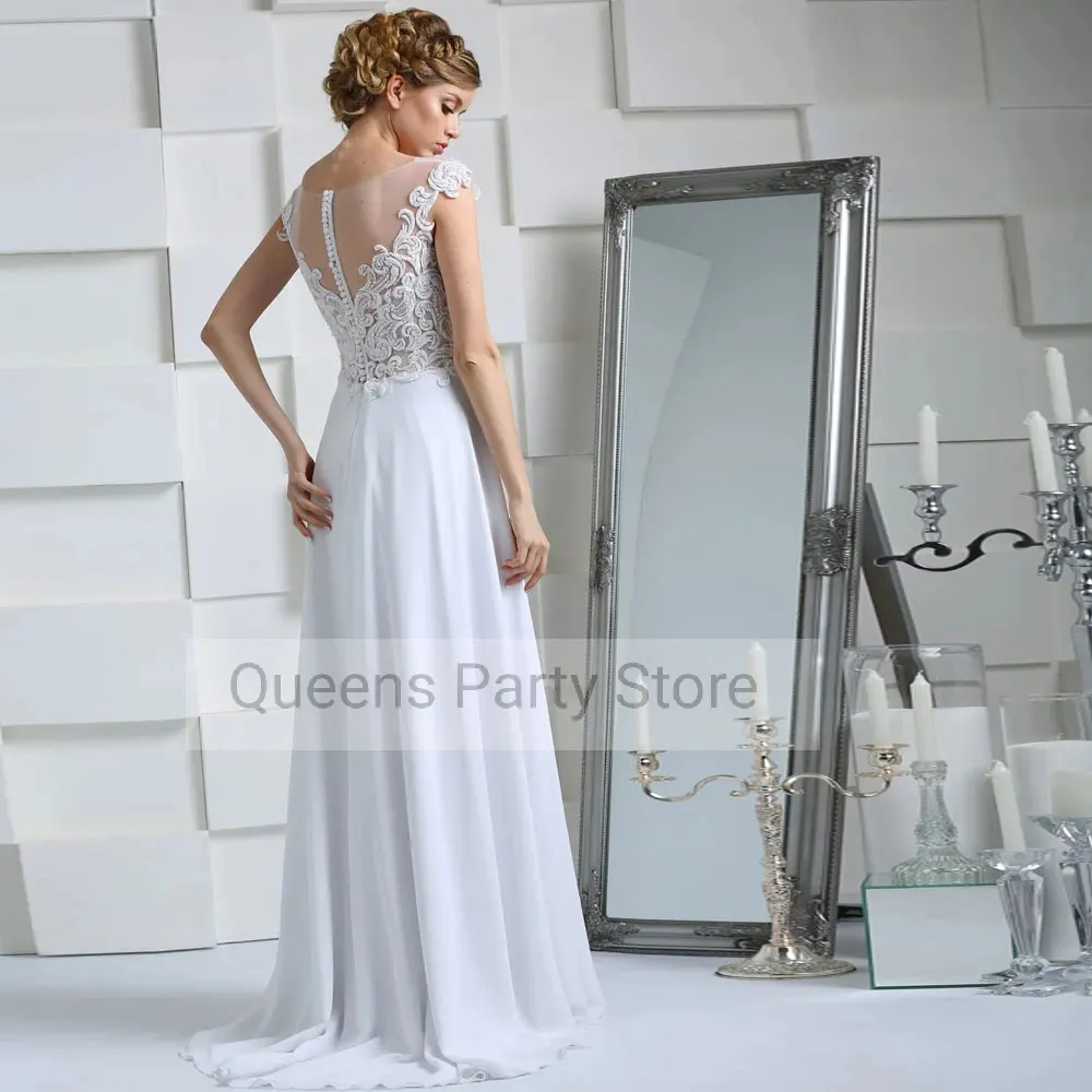 

Chiffon Prom Dresses A-line Exquisite Party Dresses Jewel Sweep/Brush Floor length Applique Sleeveless Button Draped Party Gowns