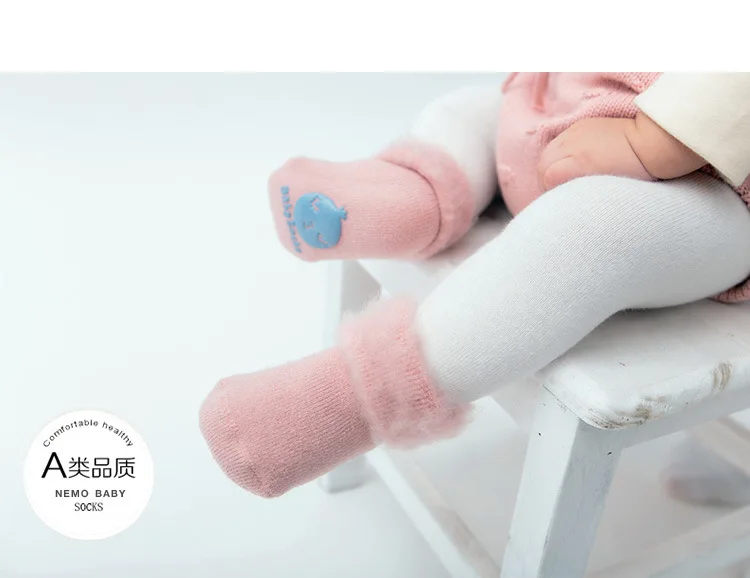 Wholesaels Thicken Baby Kids Socks Cute White Winter Soft Warm Socks for Children Boys Girls Thermal Floor Baby Socks Cotton
