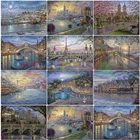 Алмазная живопись 5D сделай сам, картина с полными квадратнымикруглыми стразами, с рисунком городского пейзажа, 3D Бриллиантовая вышивка декорации домашнее украшение Lx854