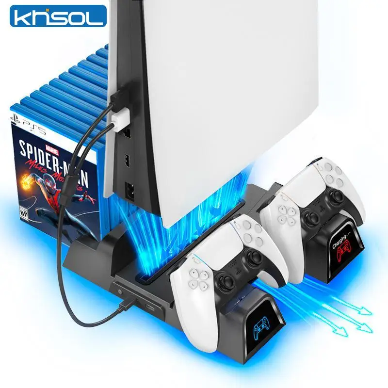 

Зарядное устройство для PS 5 Disc/Digital Dual Controller, вертикальная охлаждающая подставка для консоли PS5, станция для быстрой зарядки