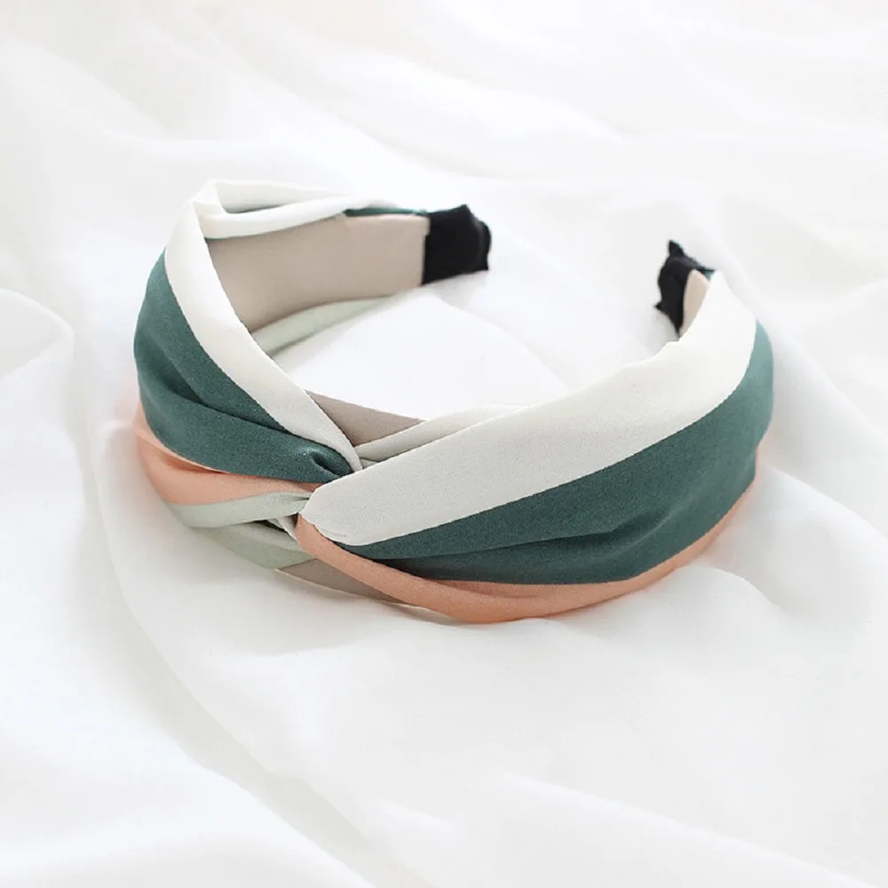 

New Fashion Women Hairband Wide Side Headband Cross Knot Turban Classic Striped Headwear Girls Hair Accessories
