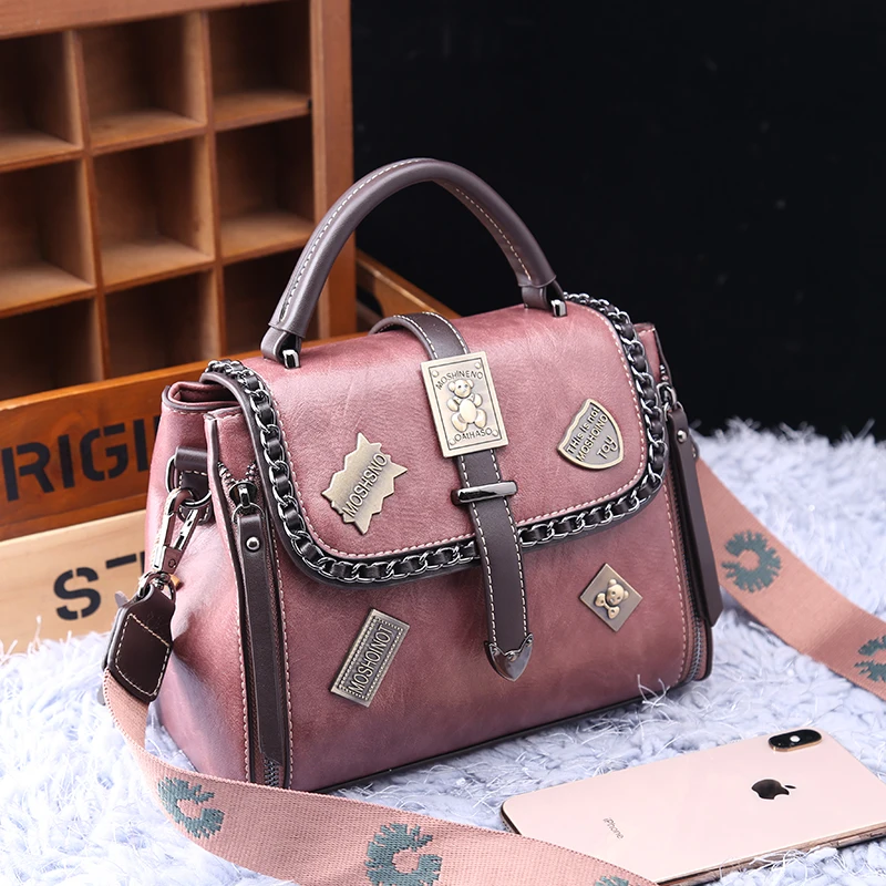 

Genuine Leather Handbags 2021 New Fashion Badge All-match Shoulder Satchels Bag Tote Bags for Women Purses Lipstick Bag Sac Luxe