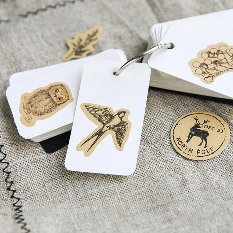 45 шт./кор. Винтаж животных Стикеры белка сова листья фото альбом декор дневник