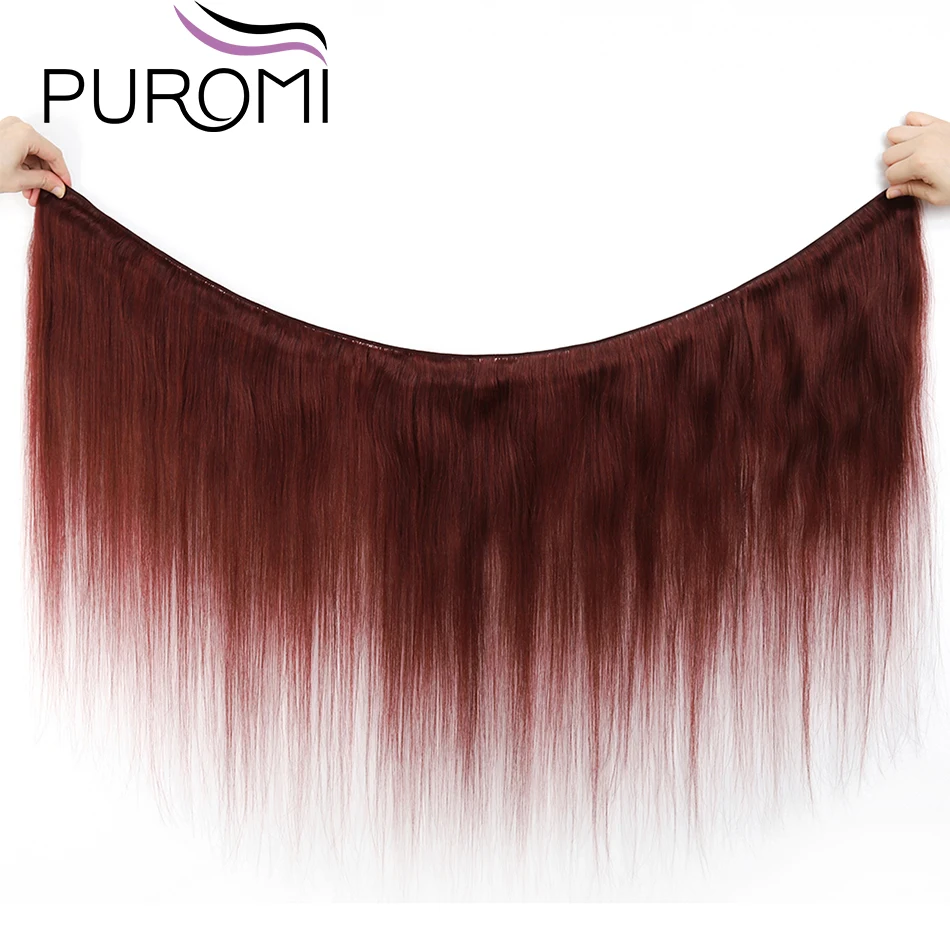 99J/бордовый Цветной натуральные кудрявые пучки волос с закрытием кружева 4x4