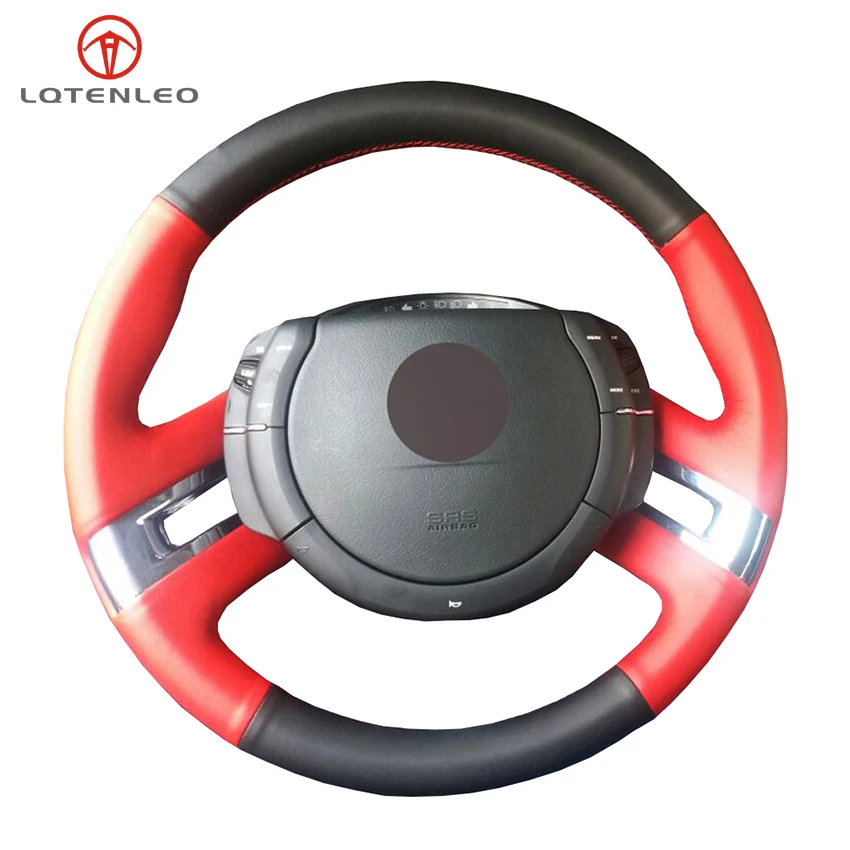 

LQTENLEO Black Red Genuine Leather DIY Hand-stitched Car Steering Wheel Cover For Citroen C4 Picasso C-Quatre 2007-2016