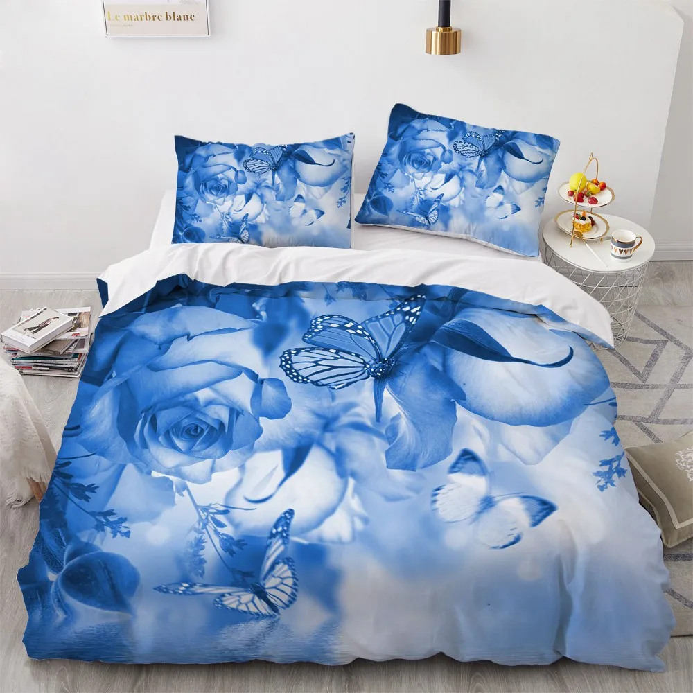 

3D White Beddings Custom Design Rose Quilt Cover Sets Flower Comforther Covers Pillow Covers King Queen Super King Twin Size