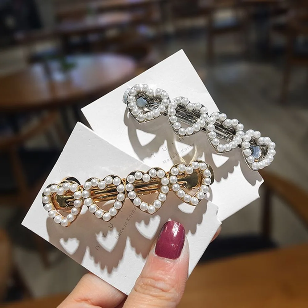 Новые женские милые жемчужные металлические заколки для волос золотые