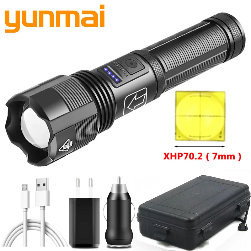 

Высококачественный Тактический светодиодный фонарик Power XHP70.2, 4-ядерный, на 18650 батареях ААА, Usb Перезаряжаемый фонарик, масштабируемый фонар...