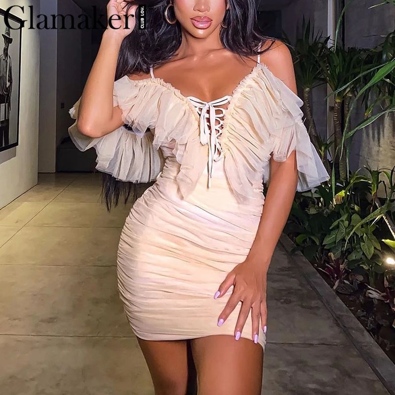 Женское платье на бретельках Glamaker элегантное плиссированное с открытой спиной и