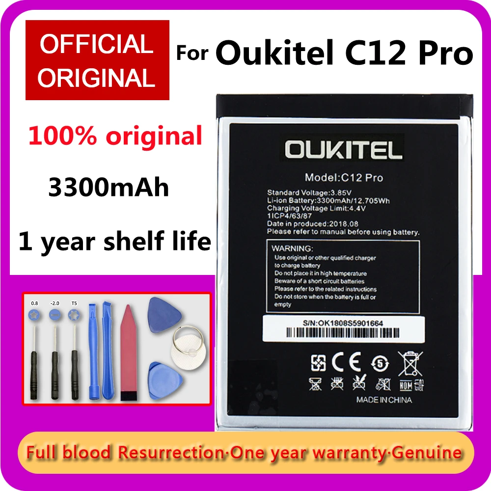 

100% Original Oukitel C12 Pro Battery High Capacity 3300mAh Battery Backup Replacement for Oukitel C12Pro Smart Phone + Tools