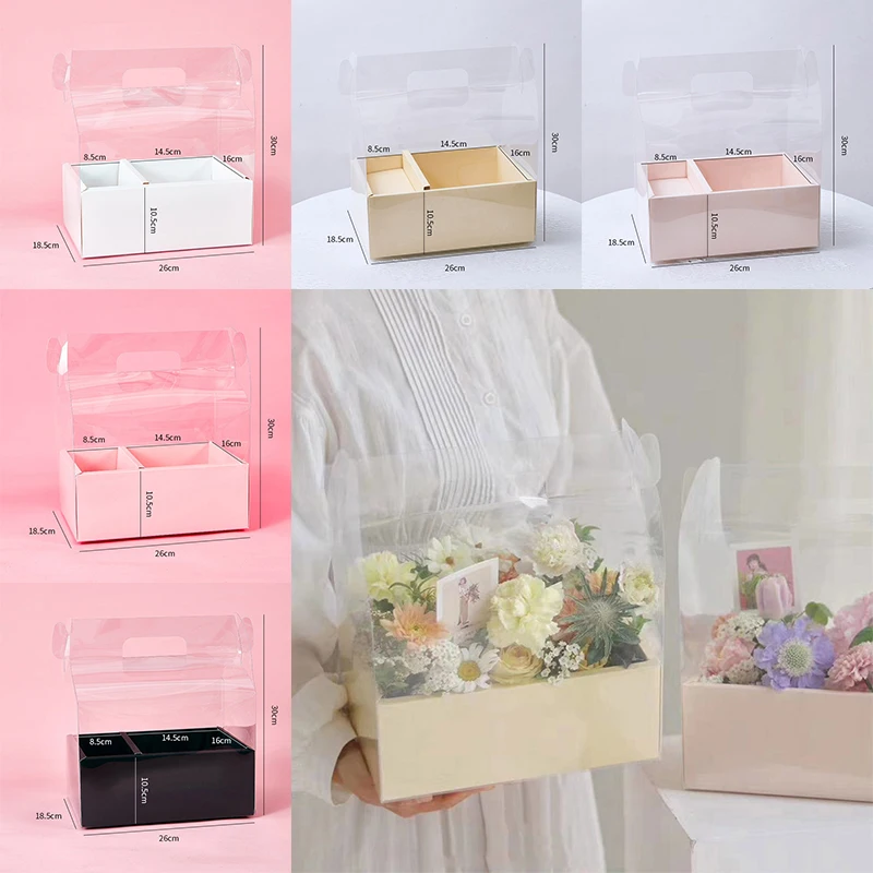 

Transparent Packaging bags portable Wedding Flower Gift Bag Party Gift candy box Birthday Cake box foldable gift bag Packing Bag