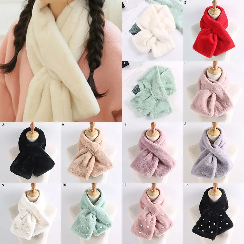 Женский зимний плюшевый перекрестный воротник из искусственного кроличьего