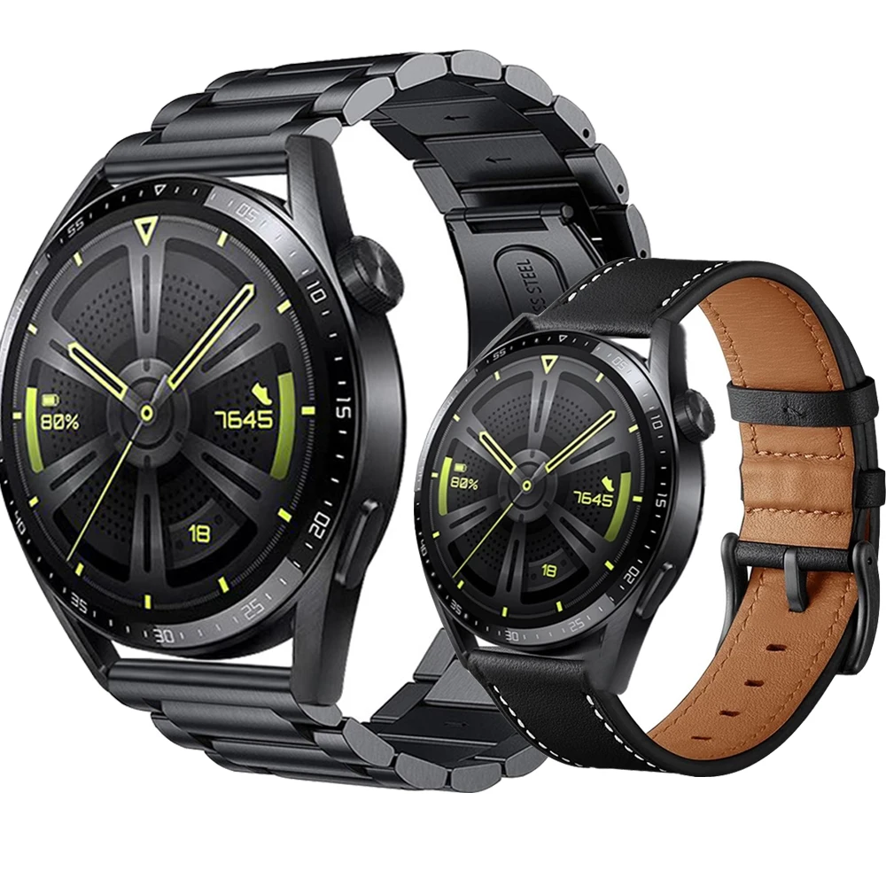 

Metal Leather Strap For HUAWEI Watch GT Runner GT3 42mm 46mm GT2 Pro Belt Bracelet For Honor Watch GS 3 Magic2 Smart Watchband
