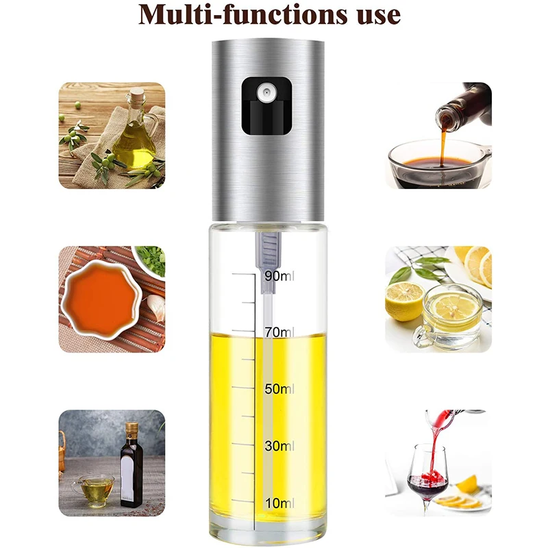 

Oil Sprayer Dispenser, Glass Bottle 100Ml Oil Sprayer with Cleaning Brush/Oil Funnel for Cooking BBQ