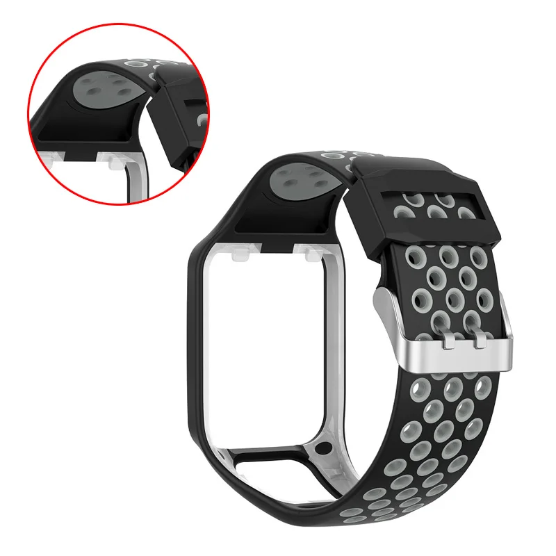 Силиконовый ремешок для часов браслет TomTom Runner 2/3 аксессуары умных черный + серый |