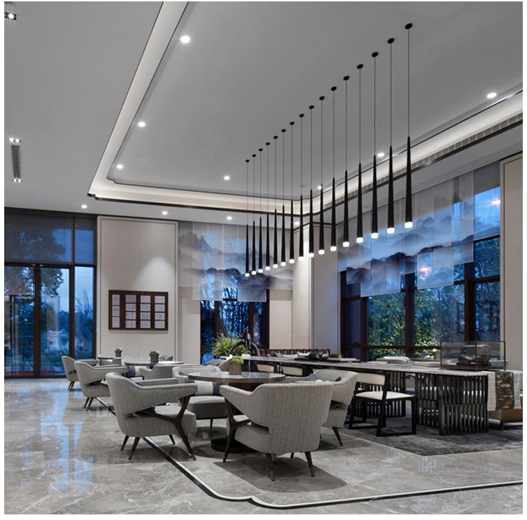 Скандинавская светодиодная люстра направленного света длинная лампа для кухни