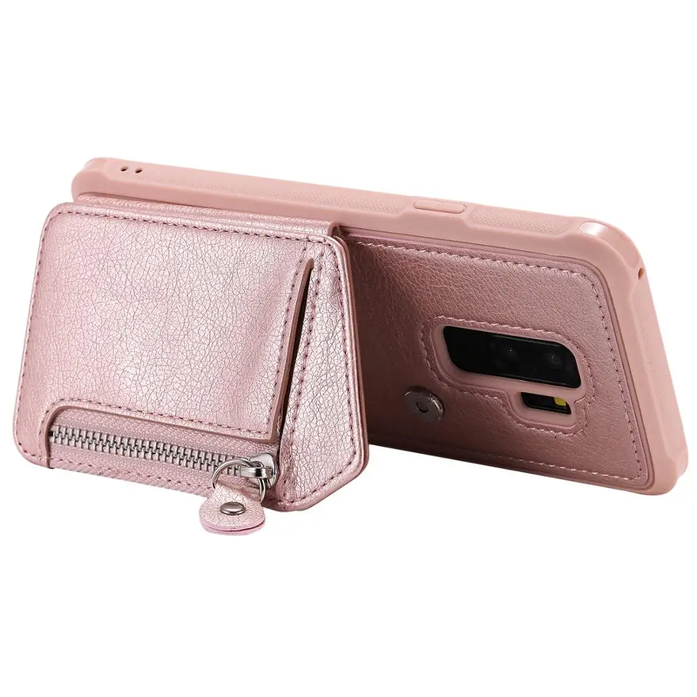 Key Chain Zipper Leather Wallet Case For Samsung Galaxy S9 Plus Note 9 Shockproof Stand Cover Safe Button Back Card Slots | Мобильные