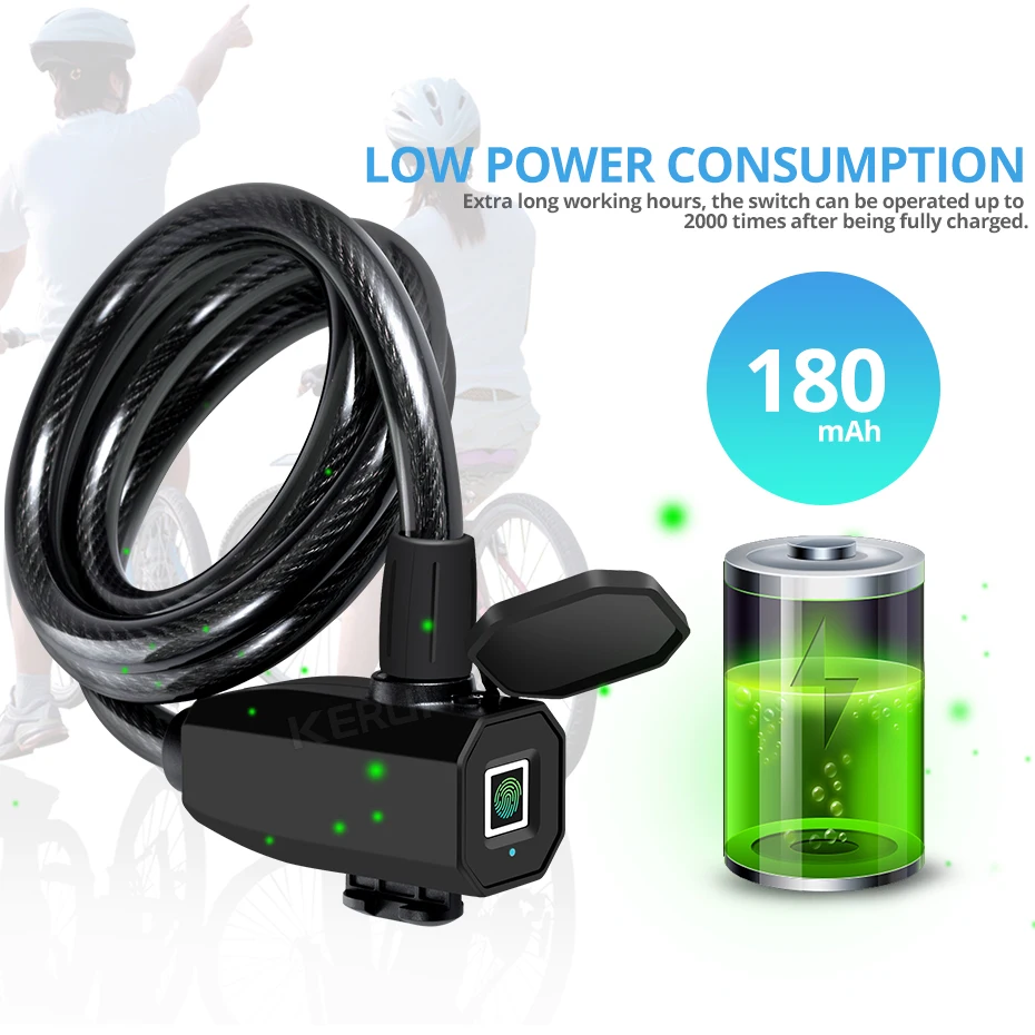 Велосипедный Замок KERUI водонепроницаемый с защитой от кражи сканером отпечатков