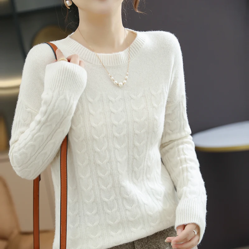 

LONGMING Women Sweater Pullover 100% Merino Wool Winter Warm Knitting Sweater Jumpers Female Solid Cashmere Sweaters Knit Tops