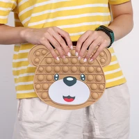 women fashion bubble messenger bag silicone cute bear shape purse autism stress relief special need sensory toys