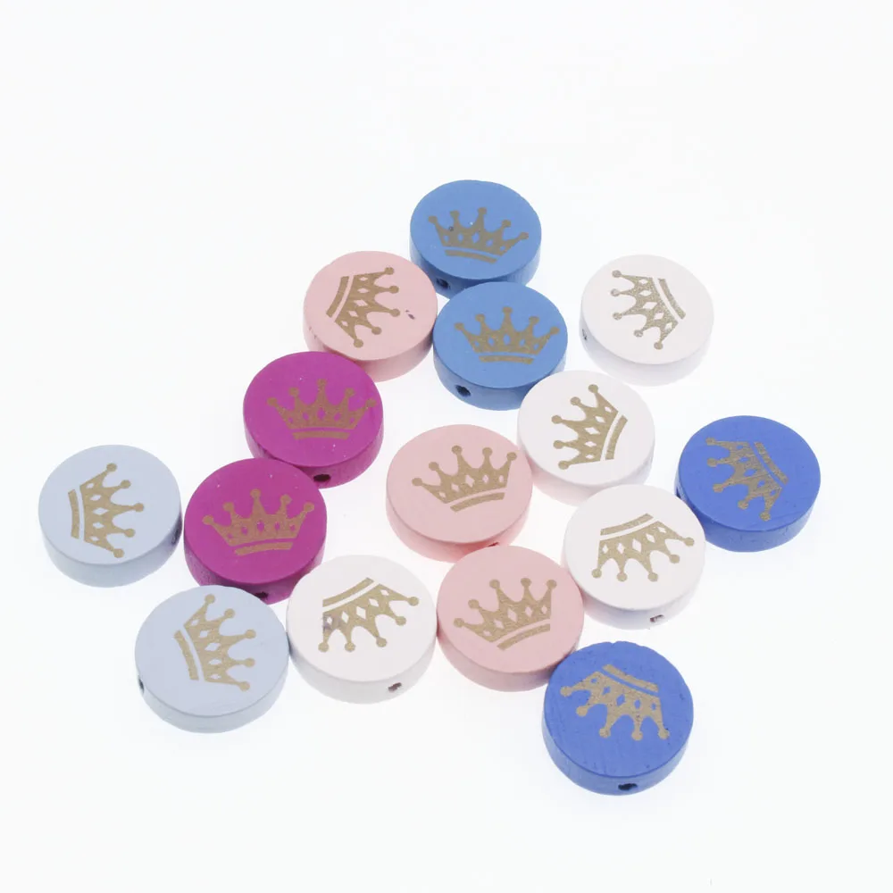CHONGAI 20 шт. Разноцветные деревянные бусины с рисунком короны детские игрушки зажим