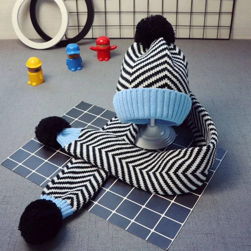 2 шт. Детская шерстяная шапка и шарф для защиты ушей на осень зиму|Шарфы девочек| |