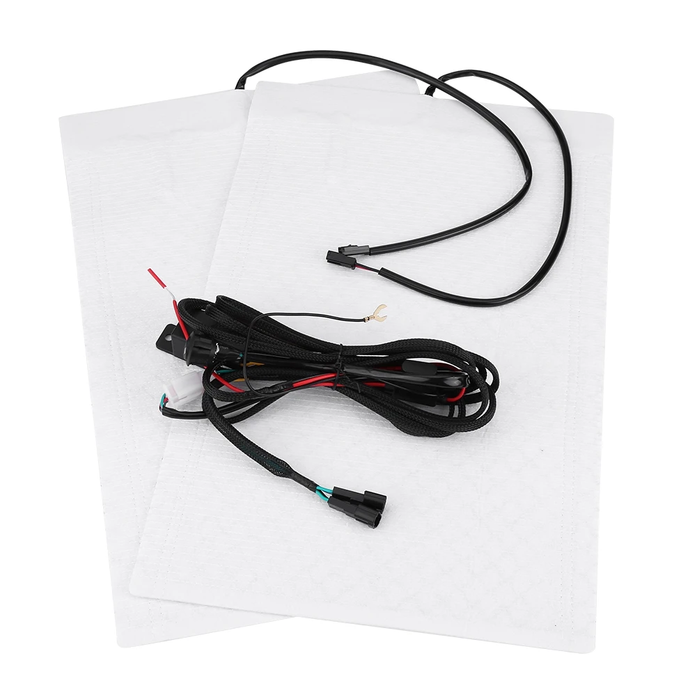 

2pcs Universal Carbon Fiber Car Heated Seat Heater Pads Kit with Round Switch