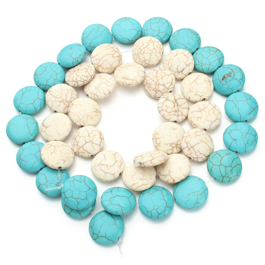 

20pcs/Strand Dia 2cm Flatback Dome Crack Natural Stone Beads Blue Round For Jewelry Making Necklace DIY Beading Findings