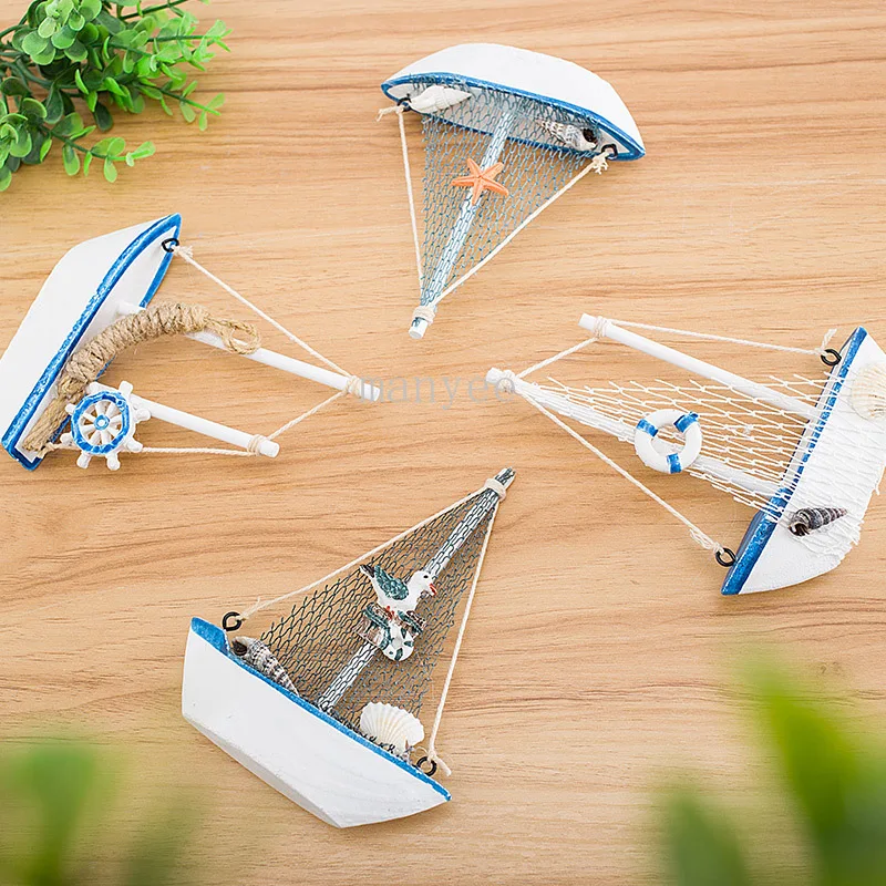 Парусная лодка в средиземноморском стиле деревянная рыболовная сеть модель